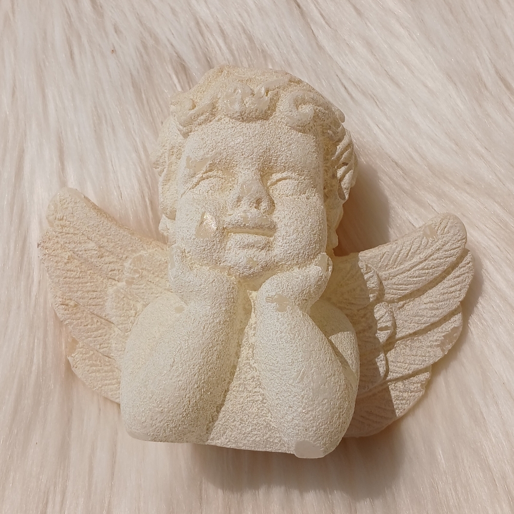 Vintage Cherub Wax Candle Angel Wings Knick Knack Figure Decor Decoration vtg